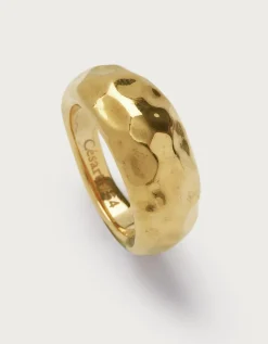 Césart Gold Plated Hammered Statement Ring