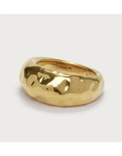 Césart Gold Plated Hammered Statement Ring