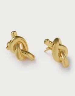 Césart Gold Plated Knot Earrings