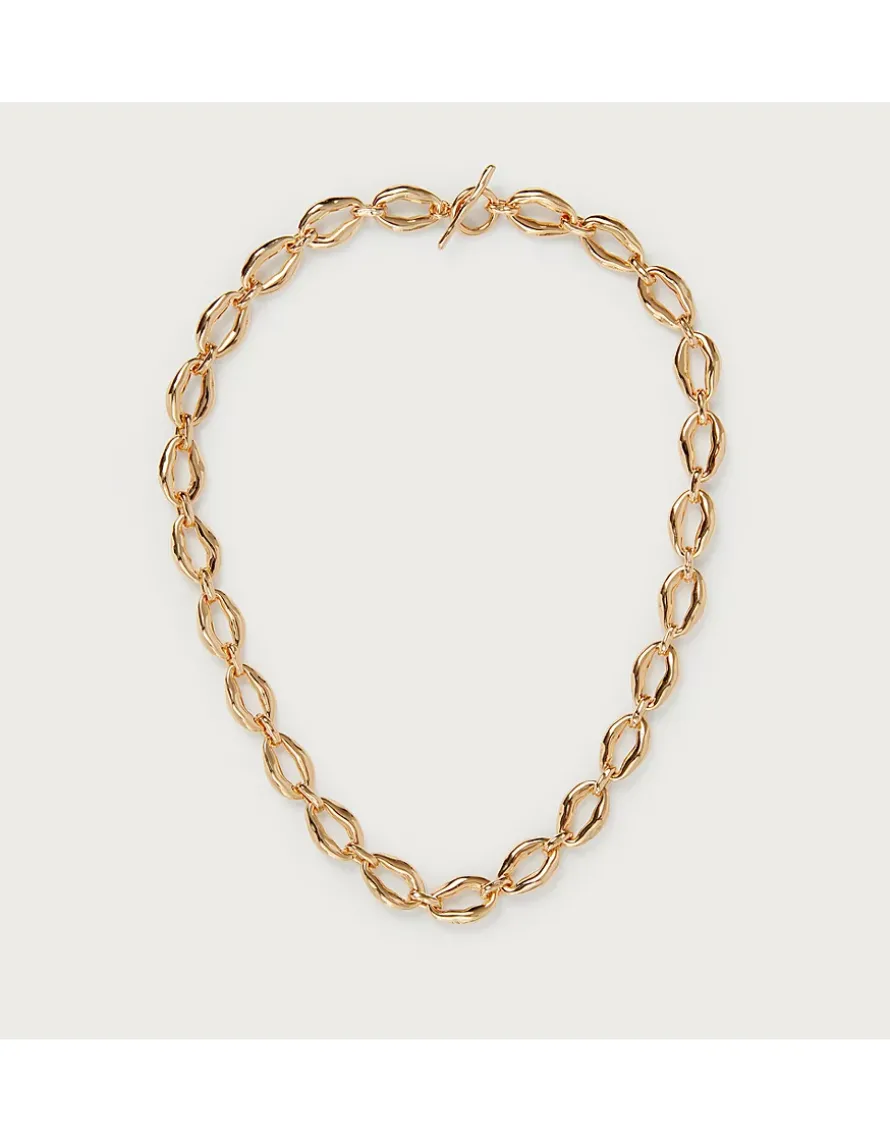 Césart Gold Plated Molten T-Bar Necklace