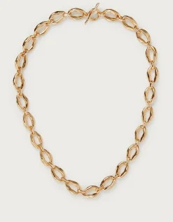 Césart Gold Plated Molten T-Bar Necklace