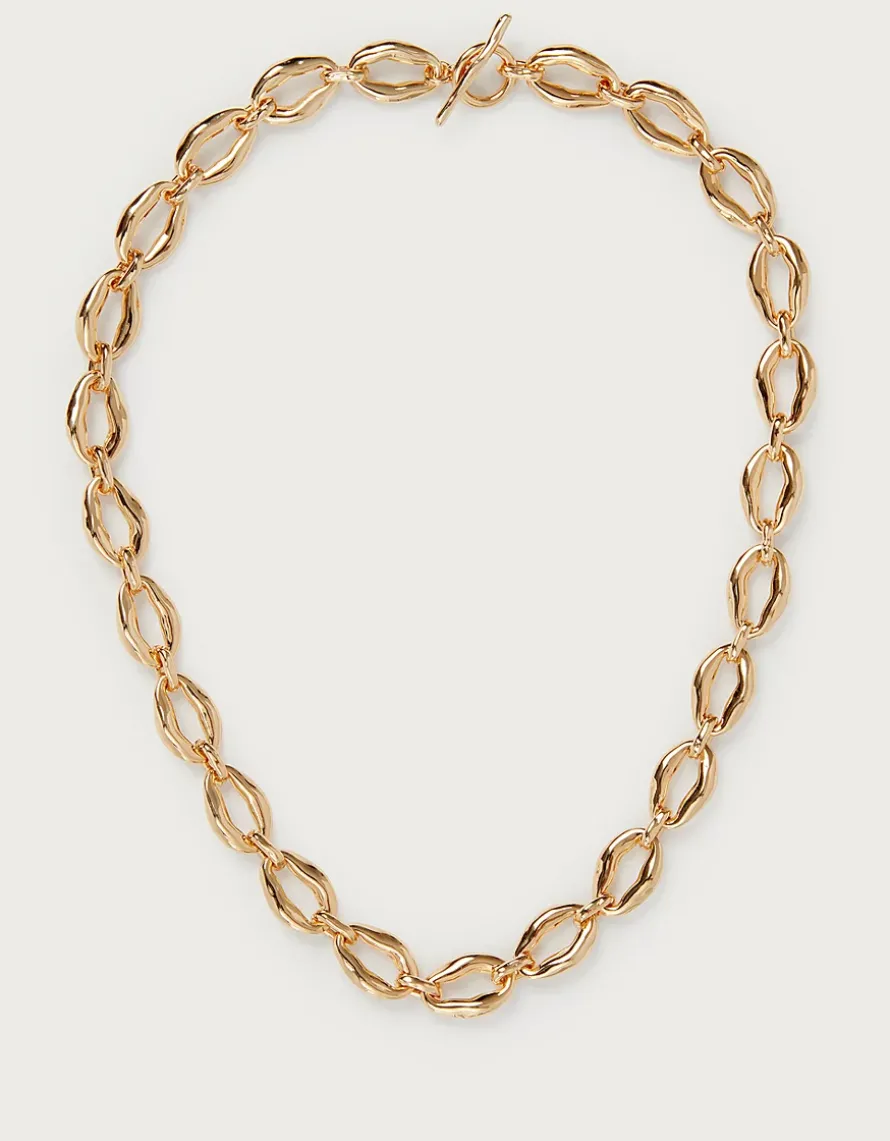 Césart Gold Plated Molten T-Bar Necklace