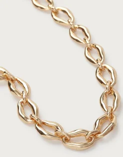 Césart Gold Plated Molten T-Bar Necklace