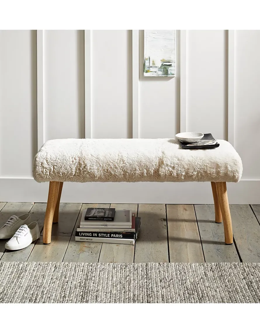 Curly Sheepskin Bench