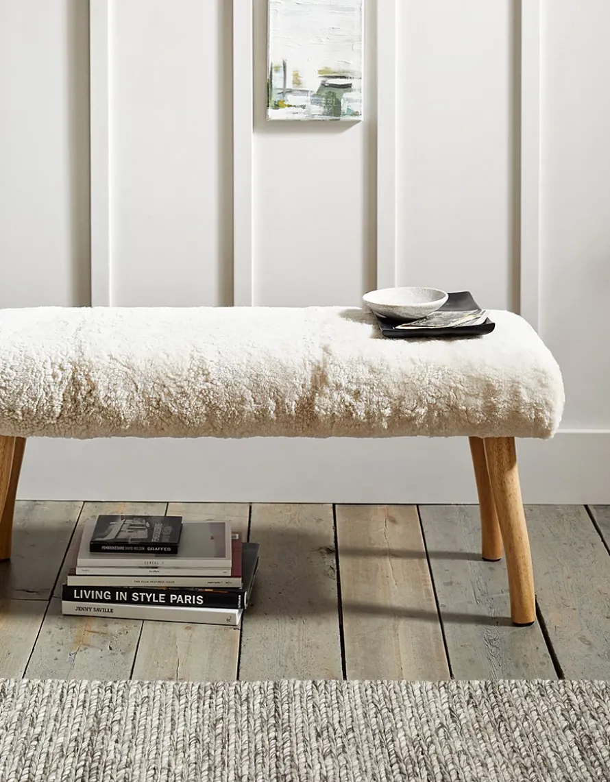 Curly Sheepskin Bench