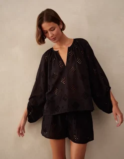 Cutwork Detail Boho Blouse