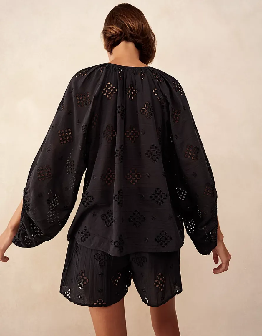 Cutwork Detail Boho Blouse