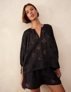 Cutwork Detail Boho Blouse