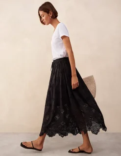 Cutwork Detail Midi Skirt