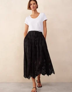 Cutwork Detail Midi Skirt