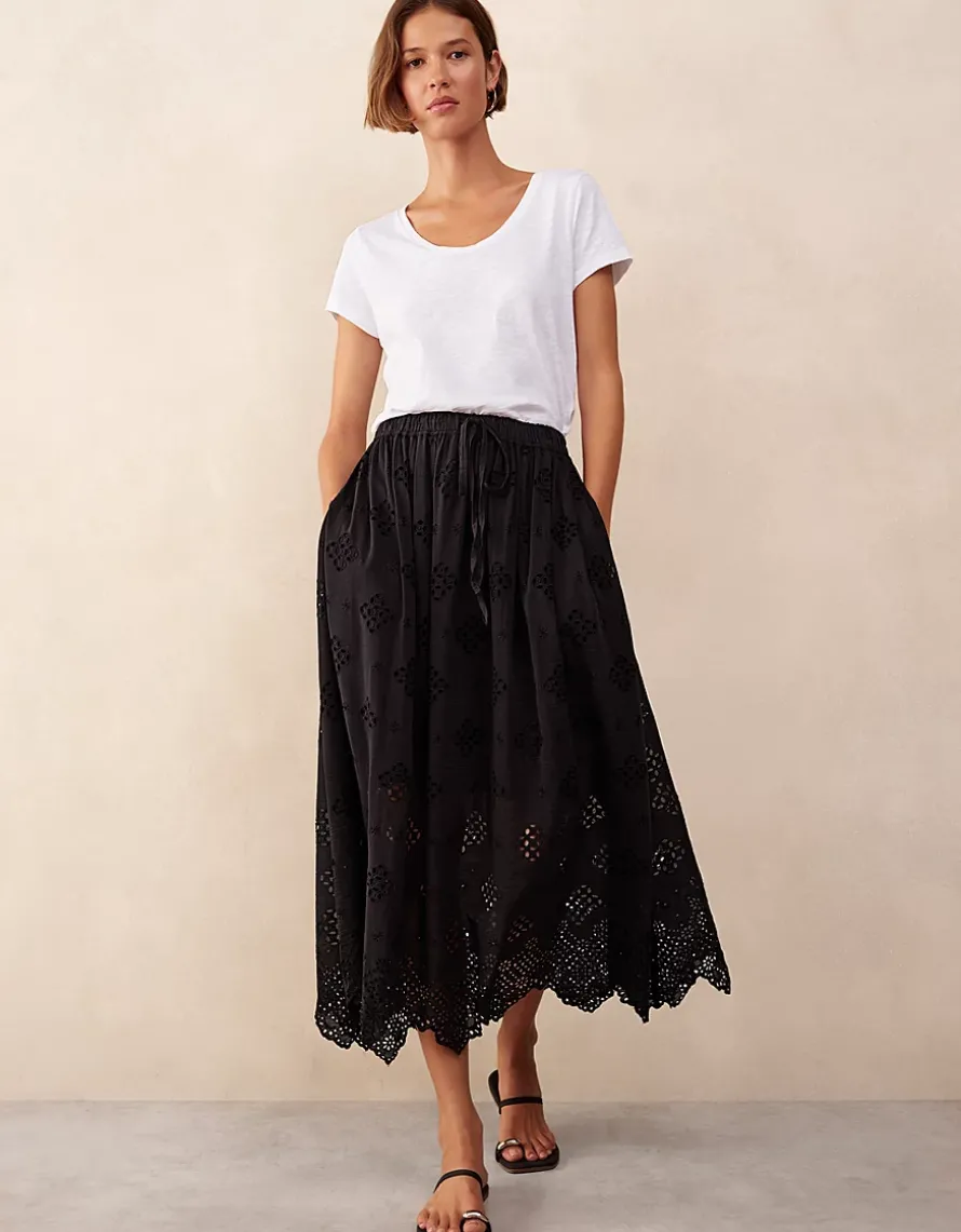 Cutwork Detail Midi Skirt