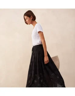 Cutwork Detail Midi Skirt