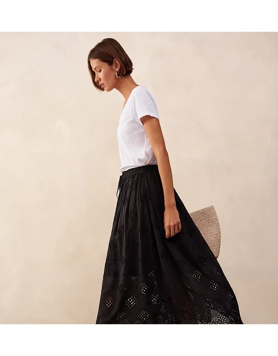 Cutwork Detail Midi Skirt