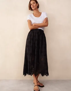 Cutwork Detail Midi Skirt