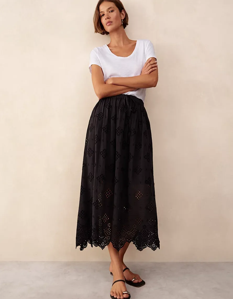 Cutwork Detail Midi Skirt
