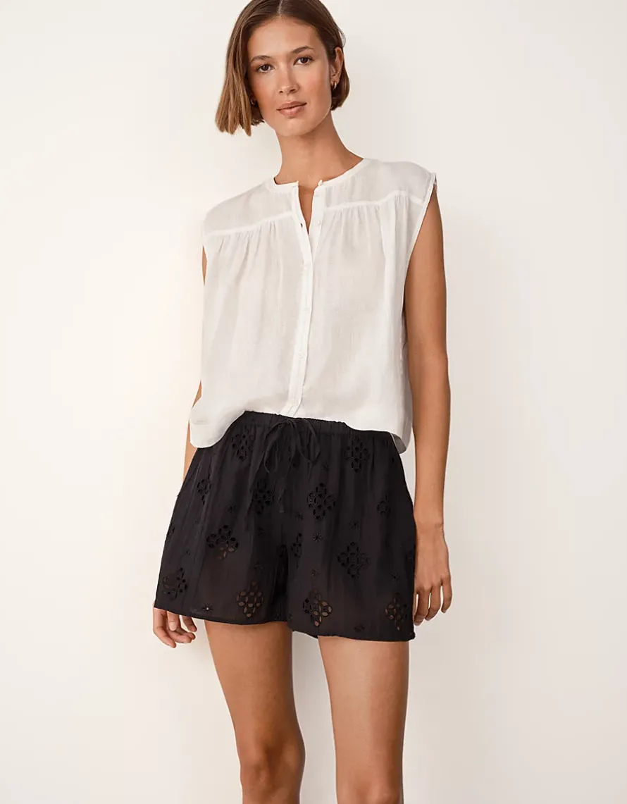 Cutwork Detail Shorts with Cotton Blend