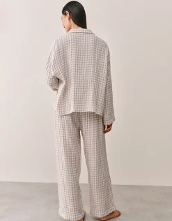 Double Cotton Gingham Drop Shoulder Pyjama Set
