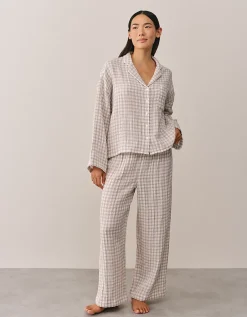 Double Cotton Gingham Drop Shoulder Pyjama Set