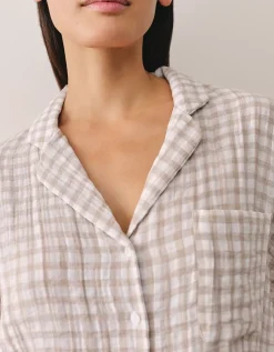 Double Cotton Gingham Drop Shoulder Pyjama Set