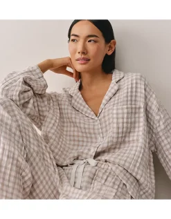 Double Cotton Gingham Drop Shoulder Pyjama Set