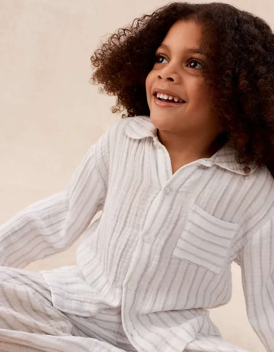 Double Cotton Relaxed Traditional Fit Stripe Pyjamas (2–12yrs)