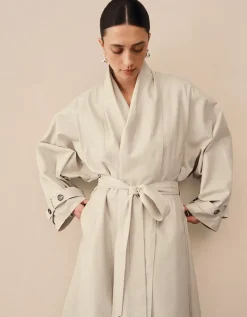 Draped Collar Trench Coat