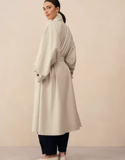 Draped Collar Trench Coat