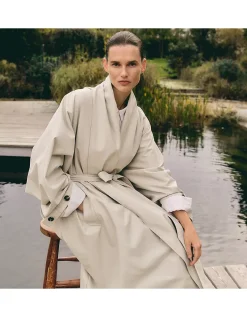 Draped Collar Trench Coat