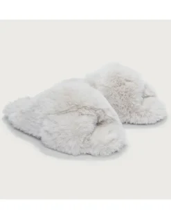 Faux Fur Cross Slider Slippers
