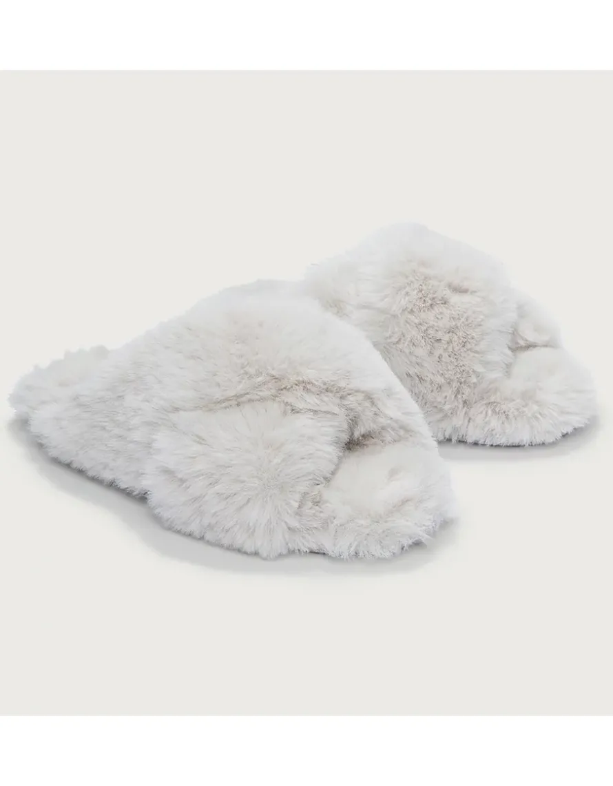 Faux Fur Cross Slider Slippers