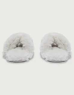 Faux Fur Cross Slider Slippers