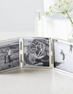 Fine Silver Triple Aperture Hinged Photo Frame – 3x3”