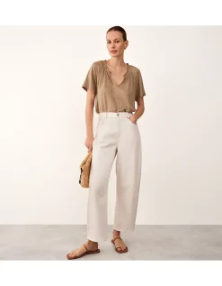 Frill Detail Jersey Linen Blouse
