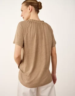 Frill Detail Jersey Linen Blouse