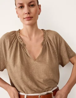 Frill Detail Jersey Linen Blouse