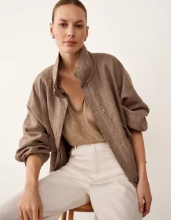 Frill Detail Jersey Linen Blouse
