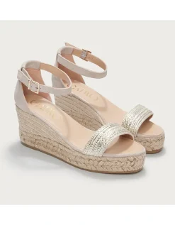 Gaimo Plaited Gold Wedge Espadrilles