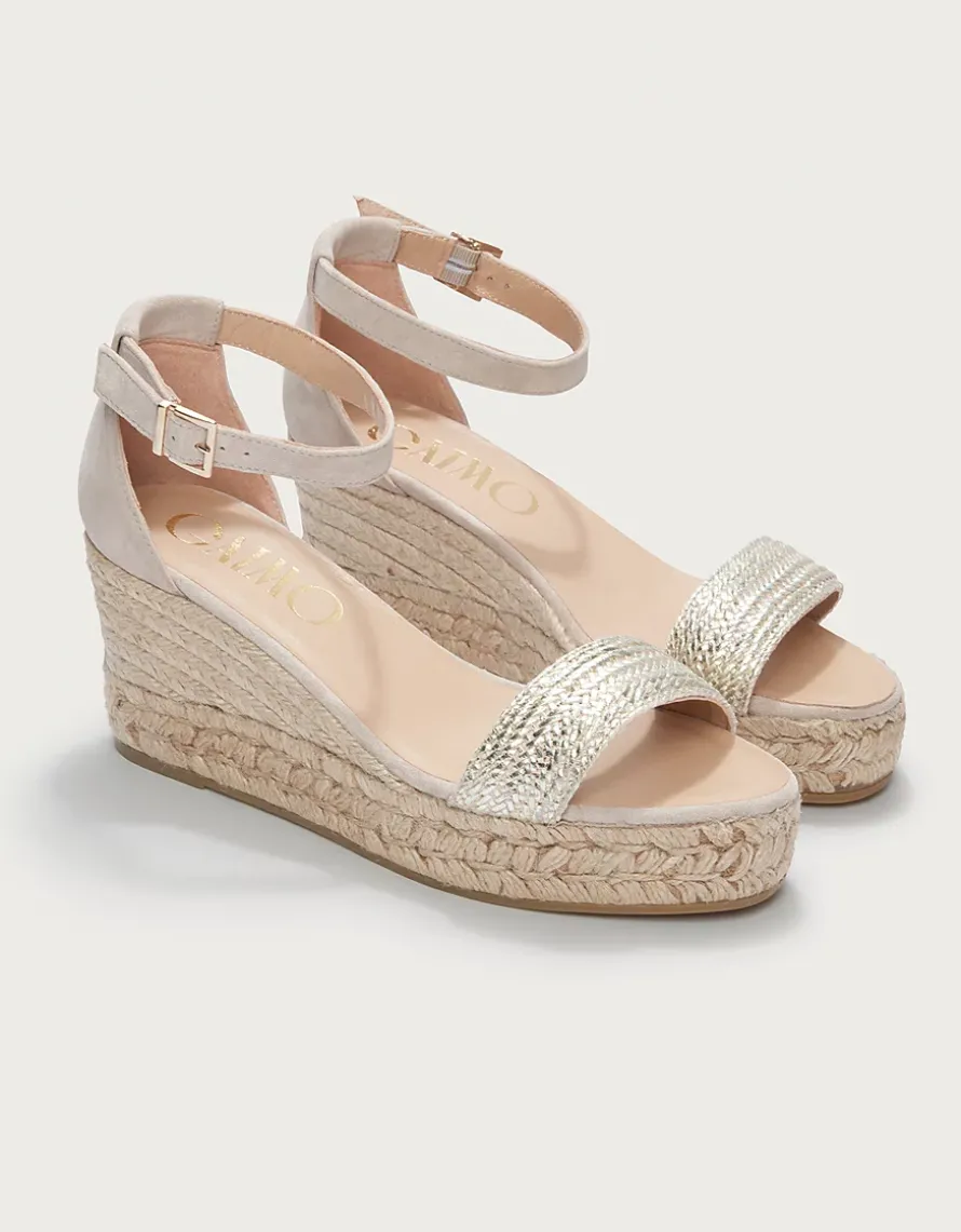 Gaimo Plaited Gold Wedge Espadrilles