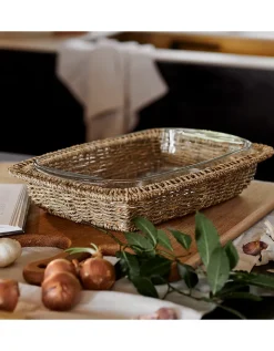 Glass and Seagrass Oven Dish – Large