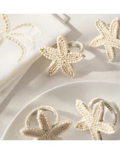 Glass Beaded Sea Star Napkin Rings – Set of 4