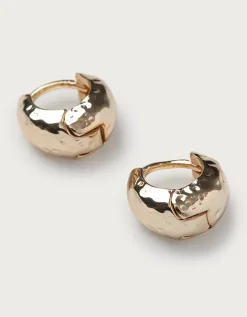 Gold Hammered Huggie Hoop Earrings
