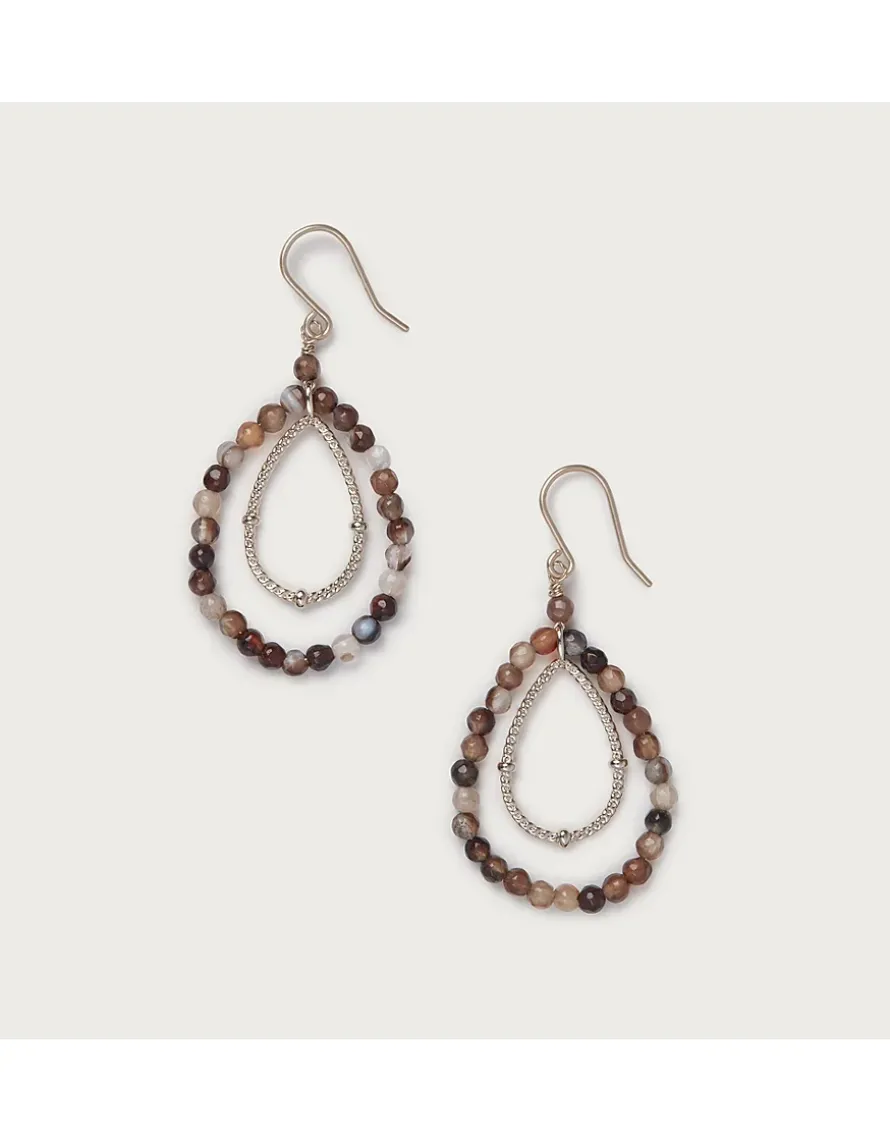 Gold Plated Beaded Double Teardrop Earrings