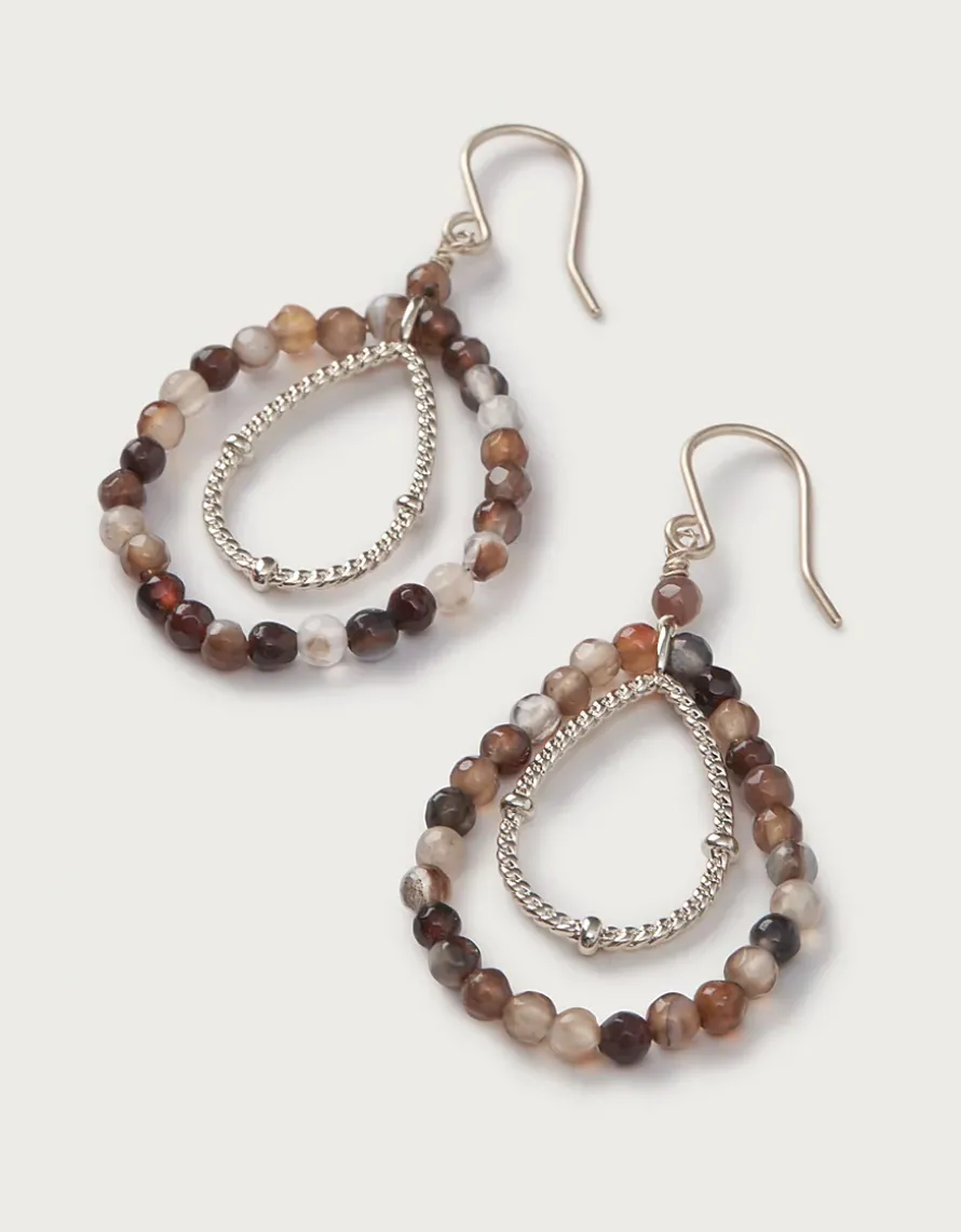Gold Plated Beaded Double Teardrop Earrings