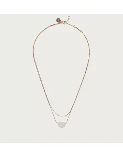 Gold Plated Double Chain Resin Pendant Necklace