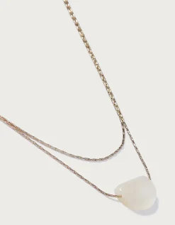 Gold Plated Double Chain Resin Pendant Necklace