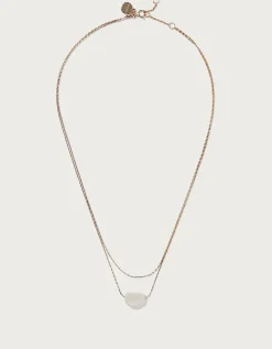 Gold Plated Double Chain Resin Pendant Necklace