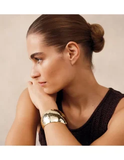 Gold Plated Hammered Bangle Cuff Bracelet