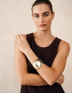 Gold Plated Hammered Bangle Cuff Bracelet