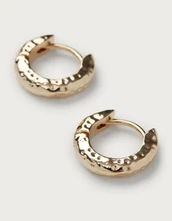 Gold Plated Hammered Mini Hoop Earrings