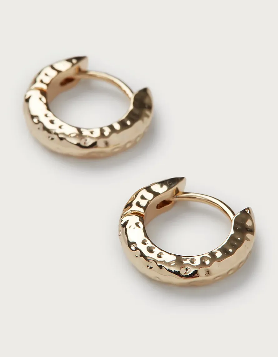 Gold Plated Hammered Mini Hoop Earrings